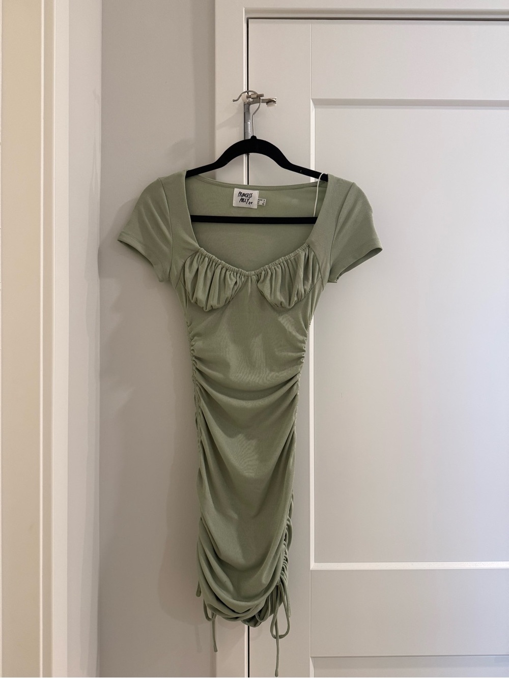 Princess Polly Sage Green Ruched Bodycon Mini Dress - Picture 1 of 4